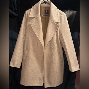 EUC Love Tree Classic Tan Pea Coat